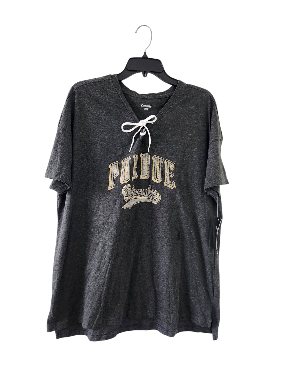 New Purdue Charcoal Lace-Up V-Neck T-Shirt XXL Captivating Short Sleeve Shirt